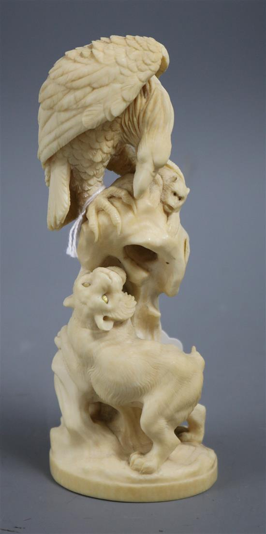 A Japanese Meiji ivory okimono, H 17.5cm